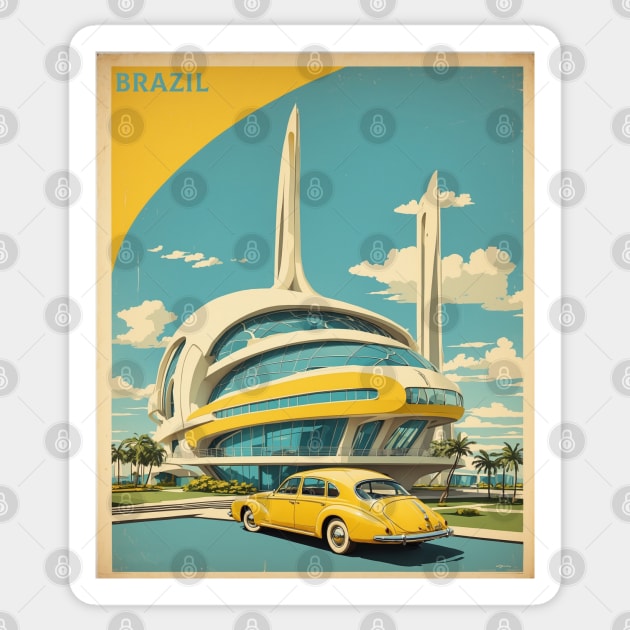 Museu do Amanhã Brazil Vintage Tourism Travel Poster Sticker by TravelersGems